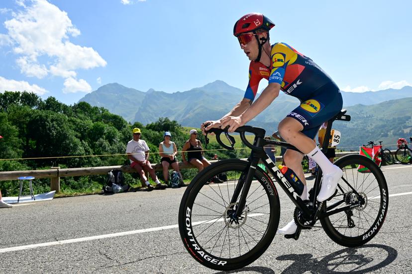 Danish Mattias Skjelmose of Lidl-Trek pictured in action during stage 13 of the 2025 Tour de France cycling race, an 11km individual time trial from Loudenvielle to Peyragudes, on Friday 18 July 2025 in France. The 112th edition of the Tour de France starts on Saturday 5 July in Lille, France, and will finish in Paris, France on the 27th of July.   BELGA PHOTO DIRK WAEM