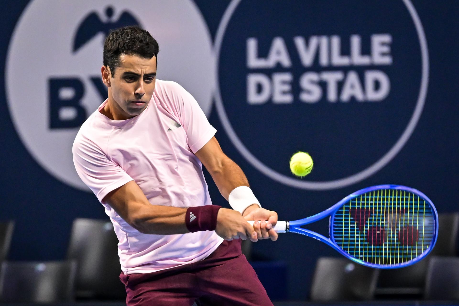 Jaume Munar of Spain pictured in action during the European Open ATP tennis tournament in Brussels, on 19 October. This year's edition of the tournament is taking place from 17 to 25 October BELGA PHOTO DAVID PINTENS