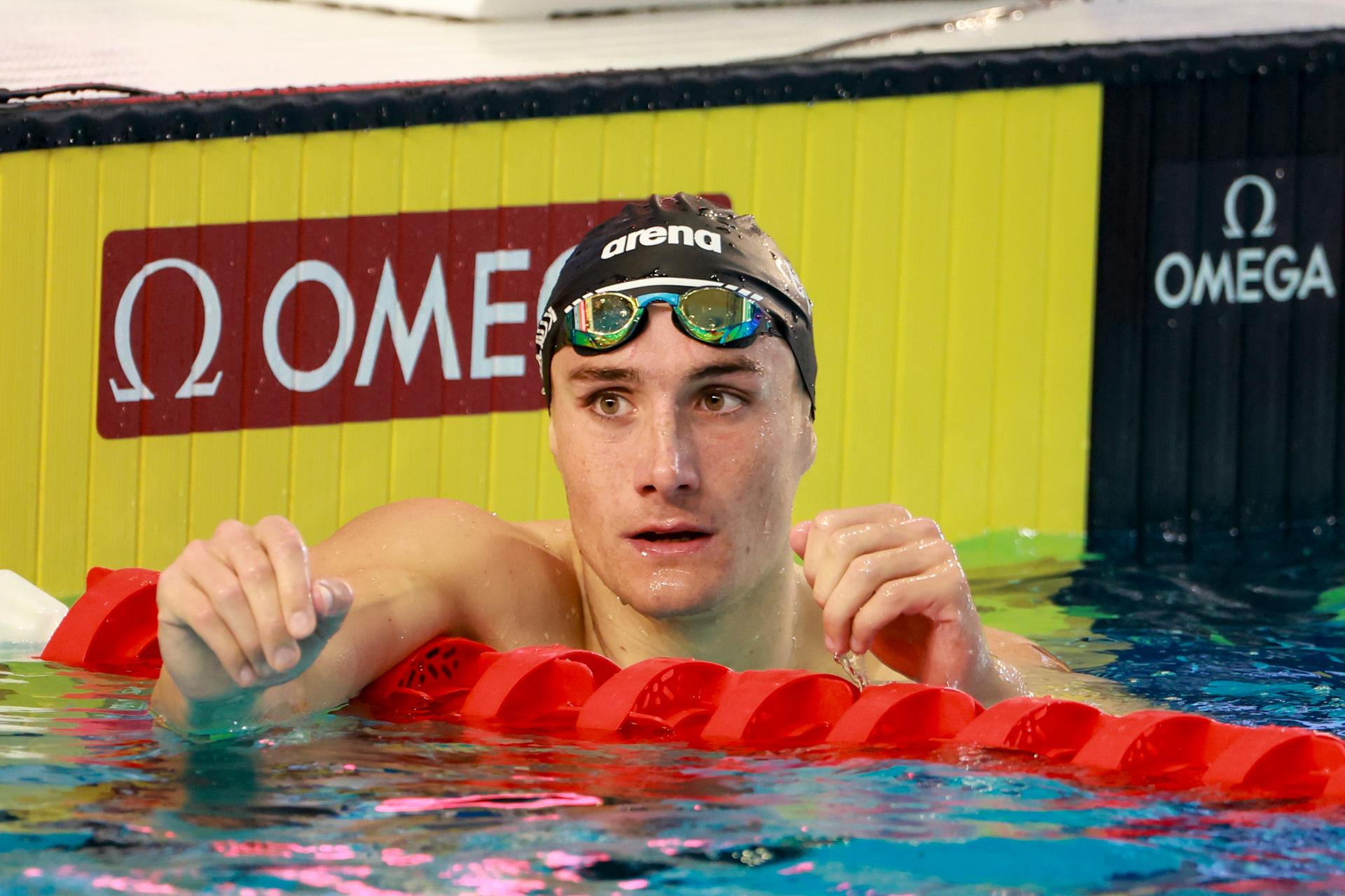 Belgian Lucas Henveaux pictured in action during the men's 200m freestyle at the European Aquatics Short Course Swimming Championships in Lublin, Poland, on Wednesday 03 December 2025. BELGA PHOTO NIKOLA KRSTIC