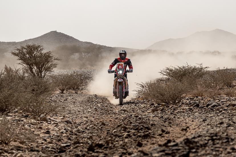 ATTENTION EDITORS - HAND OUT PICTURES - EDITORIAL USE ONLY - MANDATORY CREDIT: 'Team De Rooy'   ---  Hand out picture released by Eric Dupain shows  Jerome Martiny on his motorbike during stage 11 of the 2026 Dakar rally race in Al Henakiyah, Saudi Arabia on Thursday 15 January 2026.  *** Belga and Belga Editorial Board decline all responsibility regarding the content of this picture. *** PHOTO HAND OUT - SIMON BAUCHAU