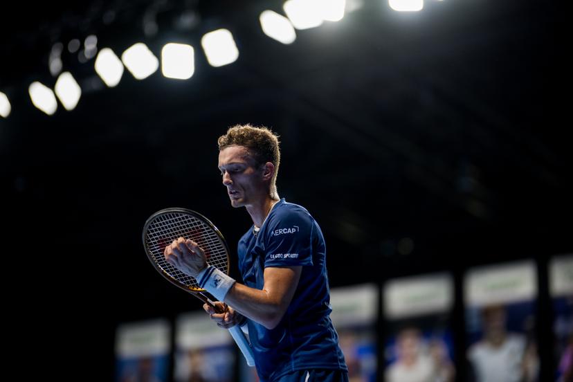 Czech Jiri Lehecka pictured during the European Open ATP tennis tournament in Brussels, on Wednesday 15 October 2025. This year's edition of the tournament is taking place from 12 to 19 October 2025. BELGA PHOTO JASPER JACOBS