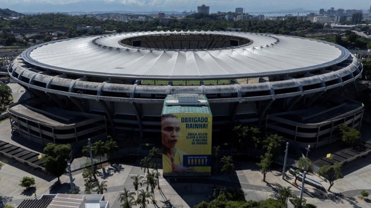 Aerial view of the Maracana stadium in Rio de Janeiro, Brazil on May 7, 2025.  Pablo PORCIUNCULA / AFP