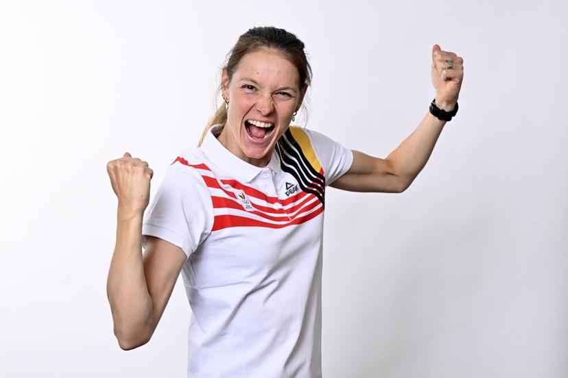 Belgian Jolien Vermeylen poses for the photographer during a photoshoot for the Belgian Olympic Committee BOIC - COIB ahead of the Paris 2024 Olympic Games, in Brussels, Thursday 27 June 2024. BELGA PHOTO ERIC LALMAND