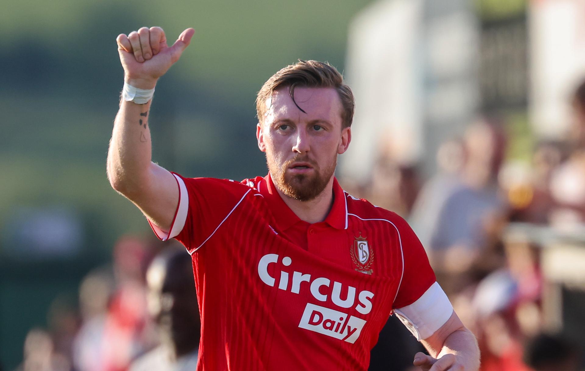 Standard's Tobias Mohr gestures during a friendly soccer game between third division soccer team Royal Football Club Aubel and first division Standard de Liege, on Wednesday 08 July 2026 in Aubel, in preparation of the upcoming 2026-2027 Belgian first division soccer season. BELGA PHOTO VIRGINIE LEFOUR
