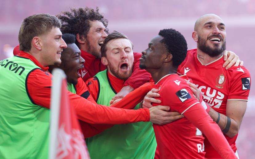 Standard's Rafiki Said celebrates after scoring the 2-0 goal during a soccer match between Standard de Liege and RSC Anderlecht, Sunday 01 February 2026 in Liege, on day 23 of the 2025-2026 'Jupiler Pro League' first division of the Belgian championship. BELGA PHOTO VIRGINIE LEFOUR