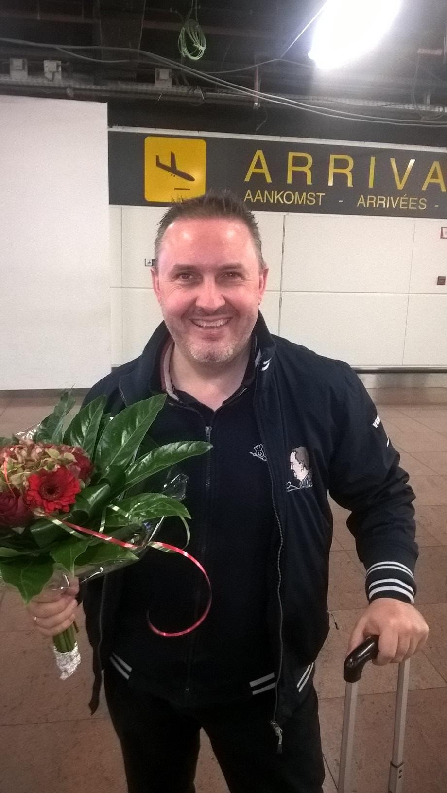 ATTENTION EDITORS - BEST QUALITY AVAILABLE  Belgian Frederic Caudron, new world champion, pictured at his arrival at Zaventem airport, back from the world championship in Santa Cruz, Bolivia, Tuesday 14 November 2017. BELGA PHOTO TOON SACRE