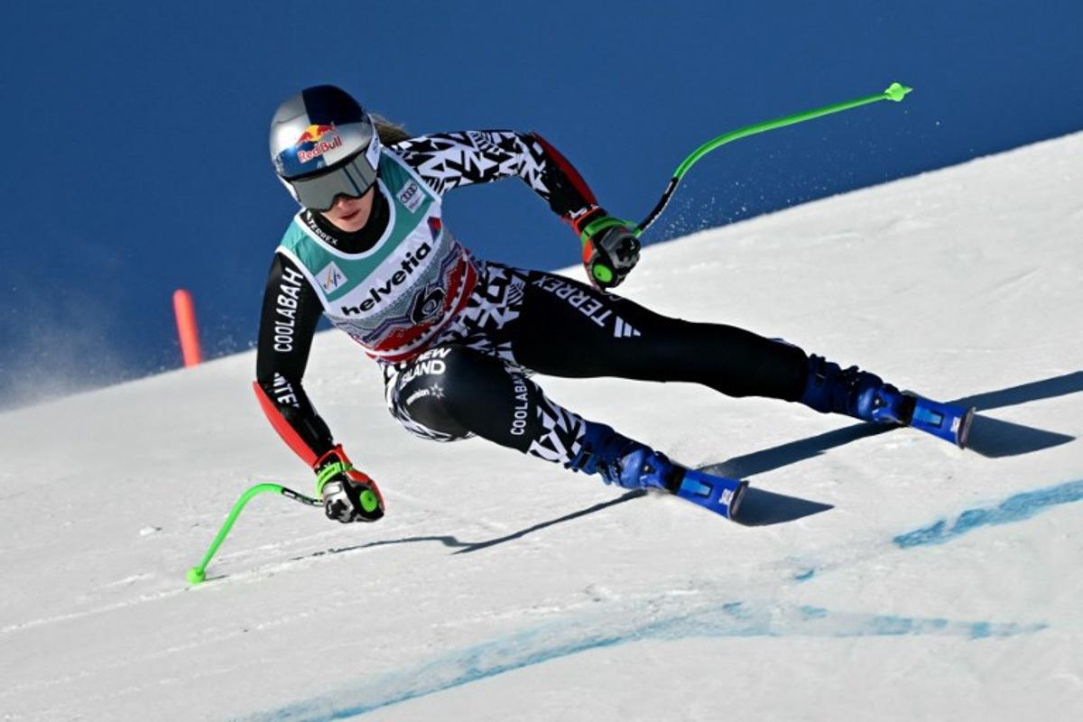 New Zealand's Alice Robinson competes in the Women's Super G event of the FIS Alpine Skiing World Cup 2025-2026, in St. Moritz, south-eastern Switzerland on December 14, 2025.  Fabrice COFFRINI / AFP