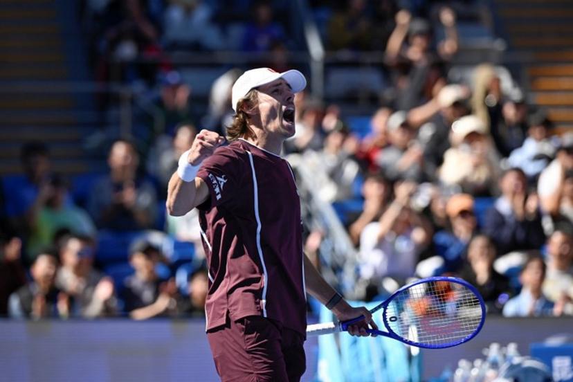 Australia's Alex De Minaur reacts during his men's singles match against Argentina's Mariano Navone at the China Open tennis tournament in Beijing on October 1, 2026.  WANG Zhao / AFP