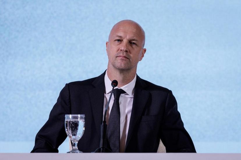 Netherlands' Jordi Cruyff, newly-appointed technical advisor of the Indonesian Football Association (PSSI), attends a press conference in Jakarta on March 11, 2025.  Yasuyoshi CHIBA / AFP