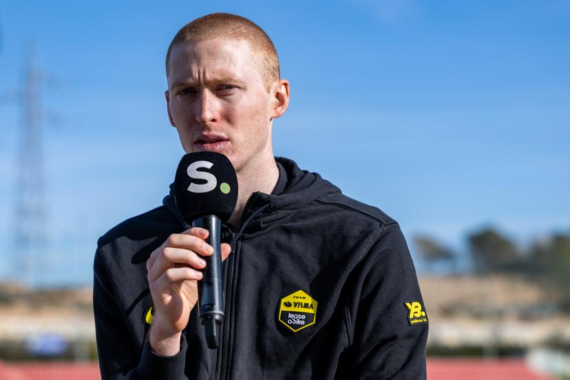 American Matteo Jorgenson of Team Visma-Lease a Bike pictured during the team presentation of the Team Visma-Lease a Bike cycling team in Alicante, Spain, Tuesday 13 January 2026. BELGA PHOTO DAVID PINTENS