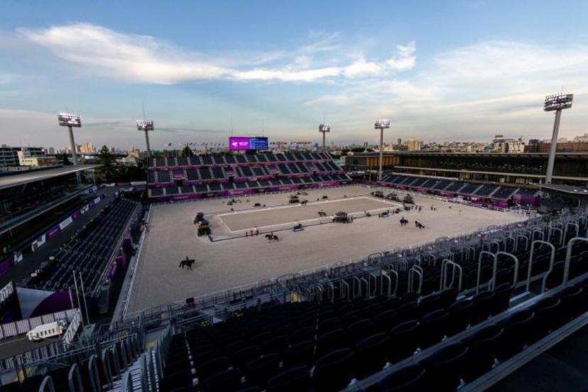 A general view of the equestrian venue of the Tokyo 2020 Olympic Games at the equestrian Park in Tokyo on July 21, 2021.  Behrouz MEHRI / AFP