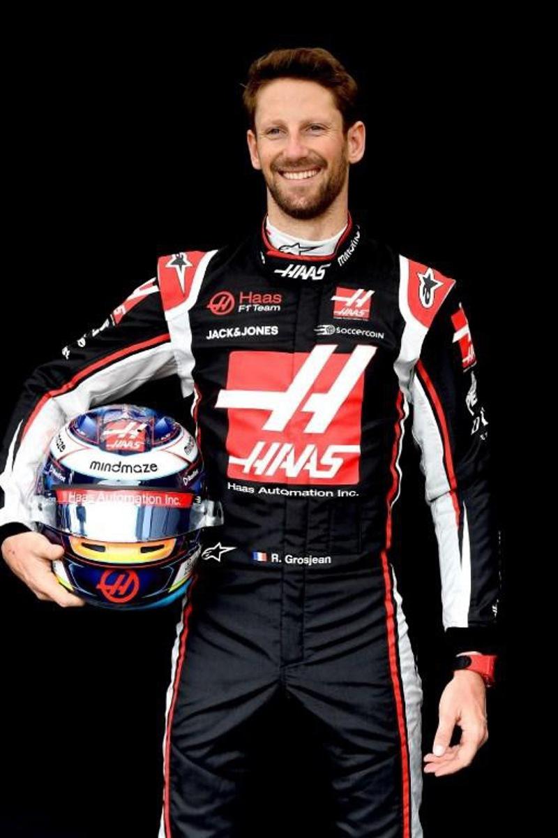 Haas F1's French driver Romain Grosjean poses for a photo at the Albert Park circuit ahead of the Formula One Australian Grand Prix in Melbourne on March 12, 2020.   William WEST / AFP -- IMAGE RESTRICTED TO EDITORIAL USE - STRICTLY NO COMMERCIAL USE --

