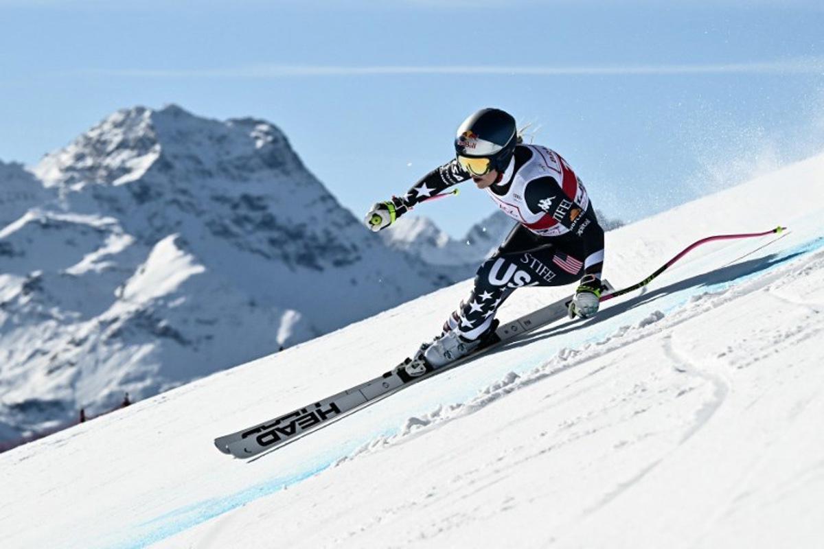 US Lindsey Vonn competes in the women's downhill race part of the FIS Alpine Ski World Cup 2025-2026, in St Moritz, south-eastern Switzerland on December 12, 2025.  Fabrice COFFRINI / AFP