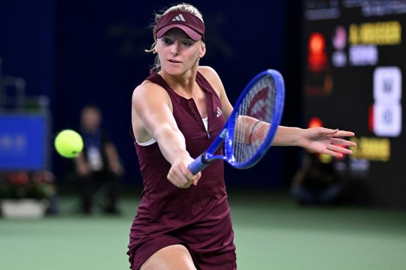 USA's Ashlyn Krueger hits a return to China's Zhang Shuai during their women's singles match at the Wuhan Open tennis tournament in Wuhan, China's Hubei province on October 13, 2026.  WANG Zhao / AFP