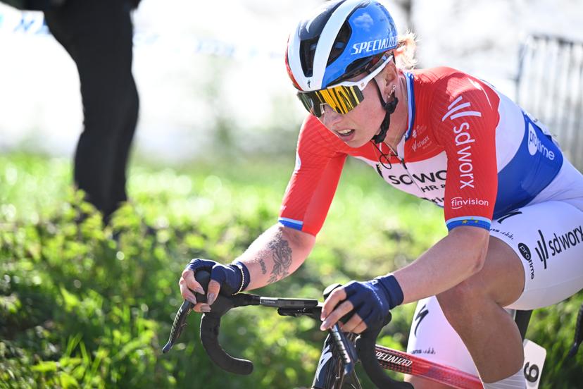 Dutch Lorena Wiebes of SD Worx-Protime pictured in action during the women's race of the 'Ronde van Vlaanderen/ Tour des Flandres/ Tour of Flanders' UCI WorldTour one day cycling race, 164,1 km with start and finish in Oudenaarde, Sunday 05 April 2026. BELGA PHOTO JASPER JACOBS