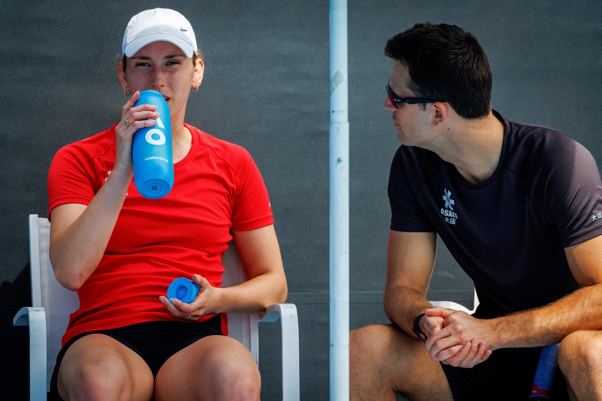 Belgian Elise Mertens pictured during a training session before the start of the Australian Open tennis tournament in Melbourne, Australia on Friday 16 January 2026.  BELGA PHOTO PATRICK HAMILTON  --- BENELUX ONLY   ---