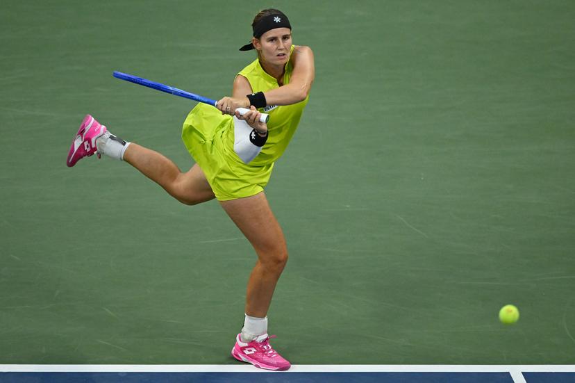 Belgian Greet Minnen pictured in action during a tennis match against Japanese Osaka, in the first round of the women's singles of the 2025 US Open Grand Slam tennis tournament in New York City, USA, Tuesday 26 August 2025. BELGA PHOTO TONY BEHAR