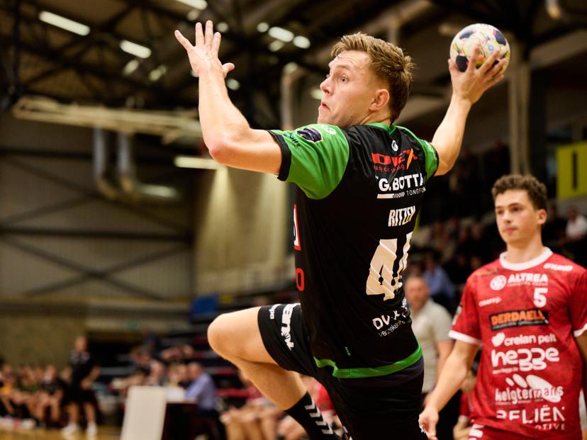 ATTENTION EDITORS - HAND OUT PICTURES - EDITORIAL USE WITH STORY ON HANDBALL ONLY - MANDATORY CREDIT ALAIN DECAMPS  -   Hand out picture released by Alain Decamps shows Jasper Ritzen during the men's Supercup handball game between HUBO Handbal  and Derdaele Sporting Handbal, on Saturday 29 August 2026 in Hasselt. PHOTO ALAIN DECAMPS  Belga and Belga Editorial Board decline all responsibility regarding the content of this picture.