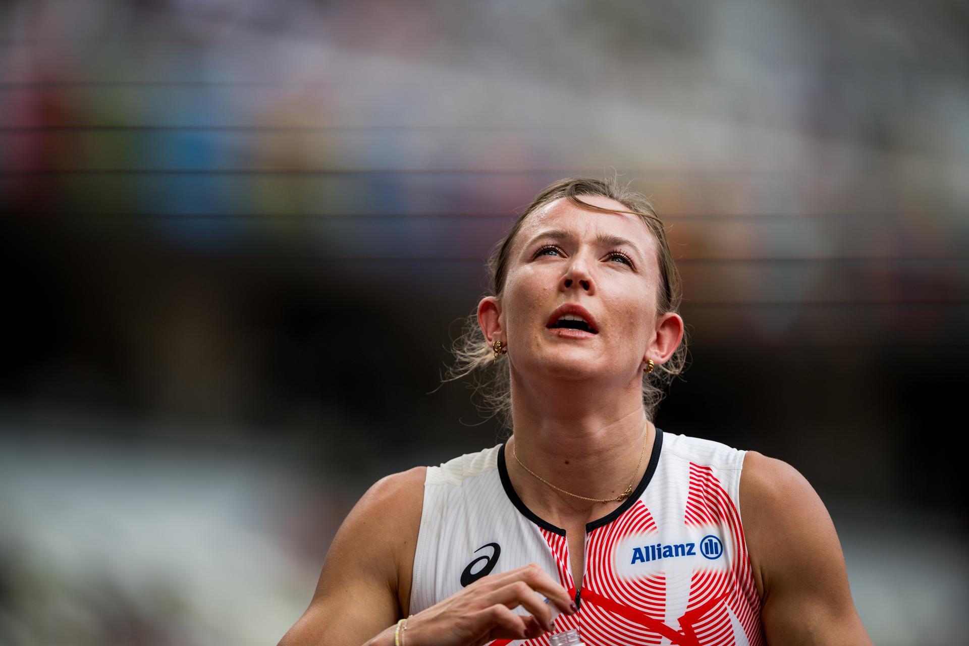 Belgian Paulien Couckuyt pictured in action during the 400m Hurdles women, Heats, at the World Athletics Championships in Tokyo, Japan, on Monday 15 September 2025. The outdoor Worlds are taking place from 13 to 21 September. BELGA PHOTO JASPER JACOBS