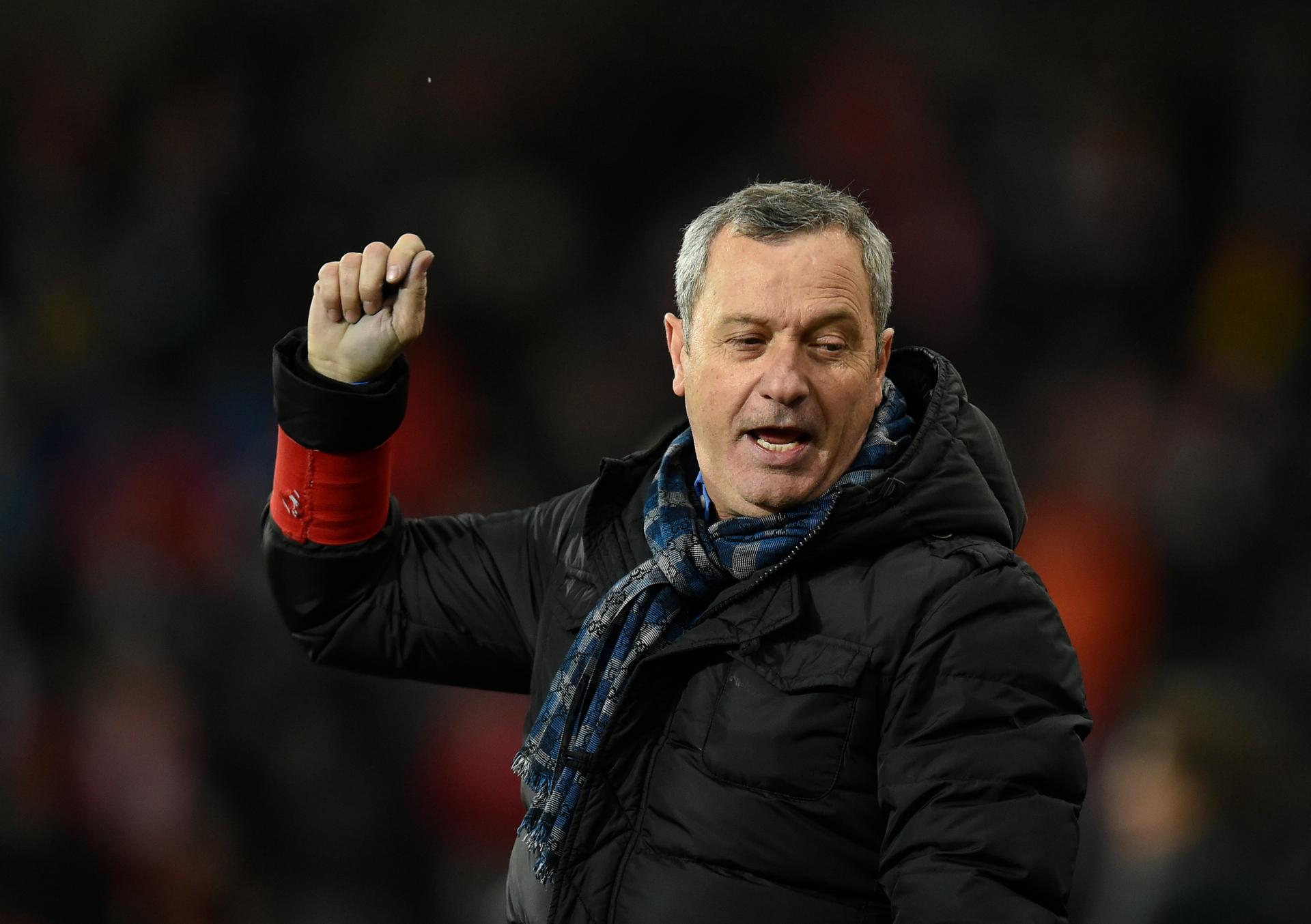Mouscron's head coach Mircea Rednic reacts during the Jupiler Pro League match between Standard de Liege and Royal Excel Mouscron, in Liege, Sunday 11 February 2018, on the day 26 of the Jupiler Pro League, the Belgian soccer championship season 2017-2018. BELGA PHOTO JOHN THYS