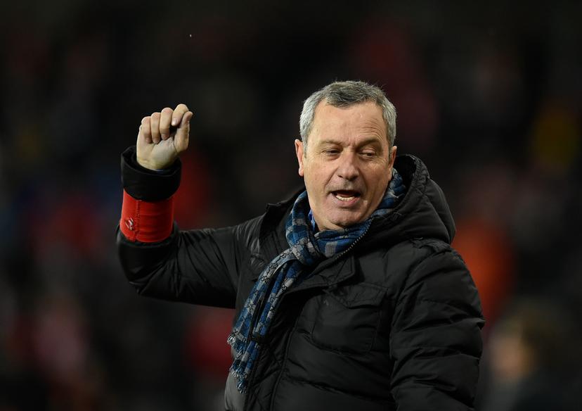 Mouscron's head coach Mircea Rednic reacts during the Jupiler Pro League match between Standard de Liege and Royal Excel Mouscron, in Liege, Sunday 11 February 2018, on the day 26 of the Jupiler Pro League, the Belgian soccer championship season 2017-2018. BELGA PHOTO JOHN THYS
