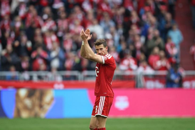 Bayern Munich's German midfielder #08 Leon Goretzka claps his hands as he walks on the field during the German first division Bundesliga football match between FC Bayern Munich and FC Cologne in Munich, southern Germany, on May 16, 2026.  Alexandra BEIER / AFP