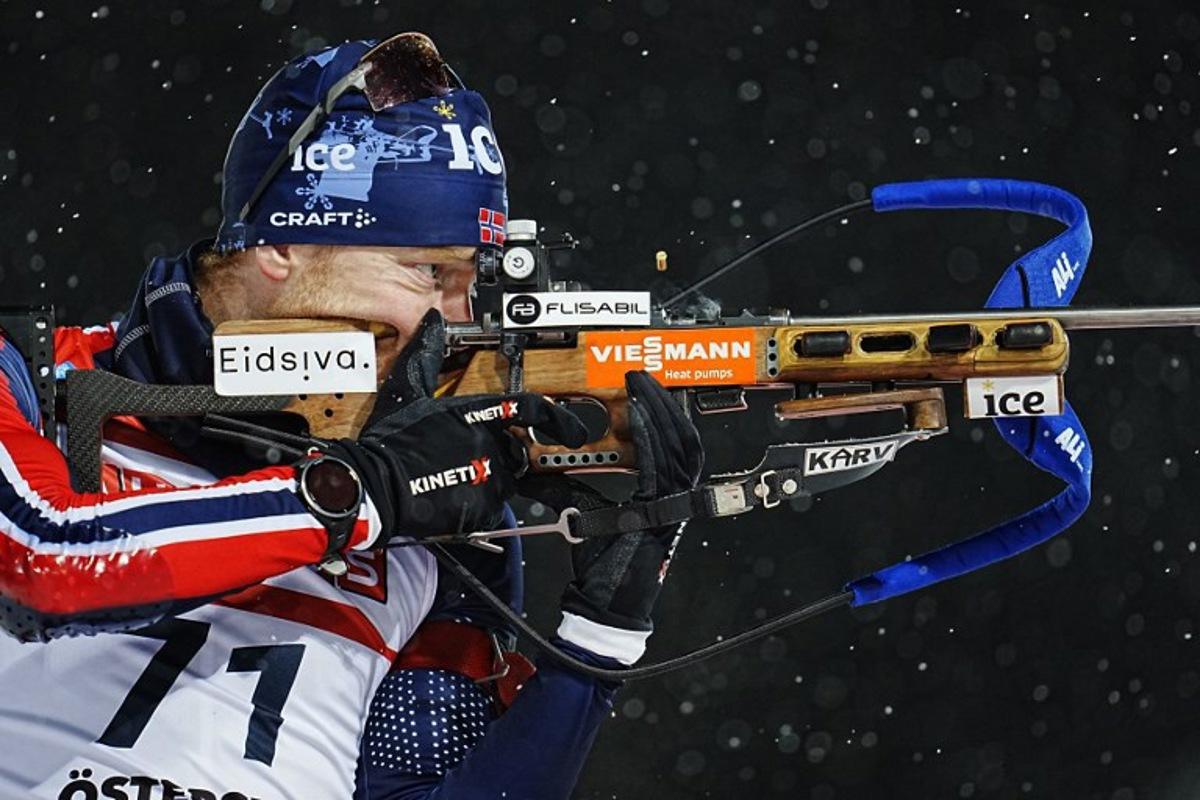 Norway's Sivert Guttorm Bakken competes in the men's 10 km sprint event of the IBU Biathlon World Cup in Oestersund, Sweden on December 6, 2025.  Bjorn LARSSON ROSVALL / TT NEWS AGENCY / AFP