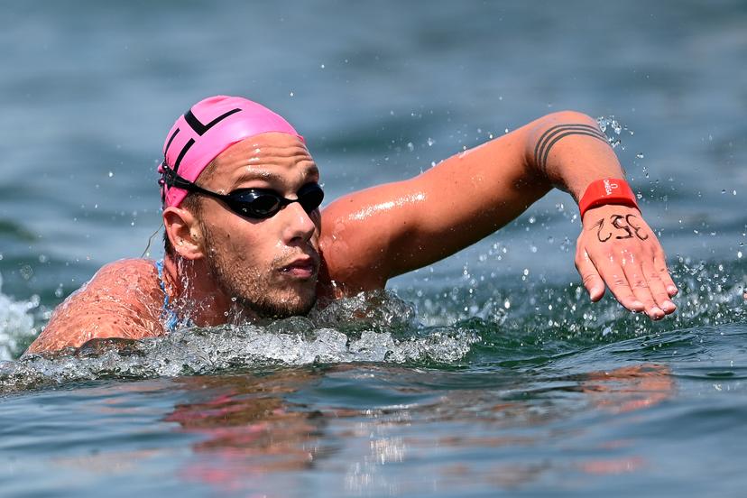 Belgian Logan Vanhuys pictured in action during the 10km open water swimming discipline at the World Championships swimming in Budapest, Hungary on Wednesday 29 June 2022. The 19th FINA World Championships 2022 take place from 18 June to 03 July. BELGA PHOTO NIKOLA KRSTIC