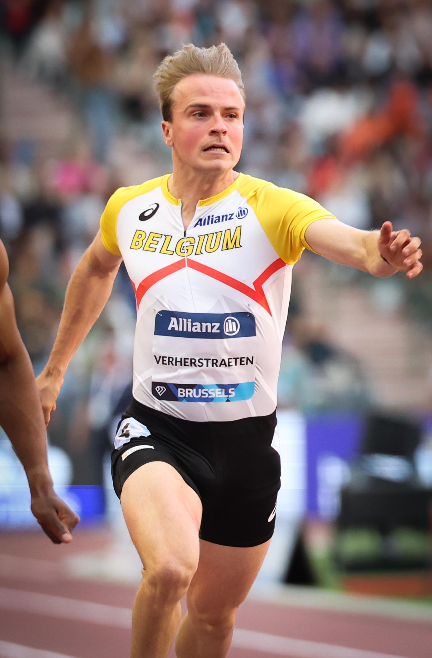 Belgian Simon Verherstraeten pictured in action during the 49th edition of the Memorial Van Damme Diamond League athletics event in Brussels, Friday 22 August 2025. BELGA PHOTO VIRGINIE LEFOUR
