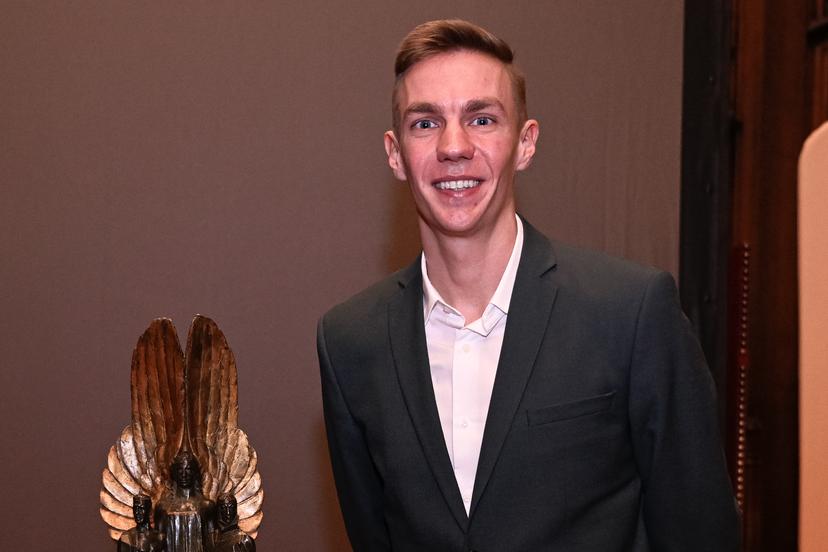 Belgian Bart Swings poses for the photographer at the award ceremony for the National Trophy of Sports Merit 2023 (Trophee National du Merite Sportif - Nationale Trofee voor Sportverdienste), at the Brussels City Hall, Wednesday 20 December 2023. BELGA PHOTO LAURIE DIEFFEMBACQ