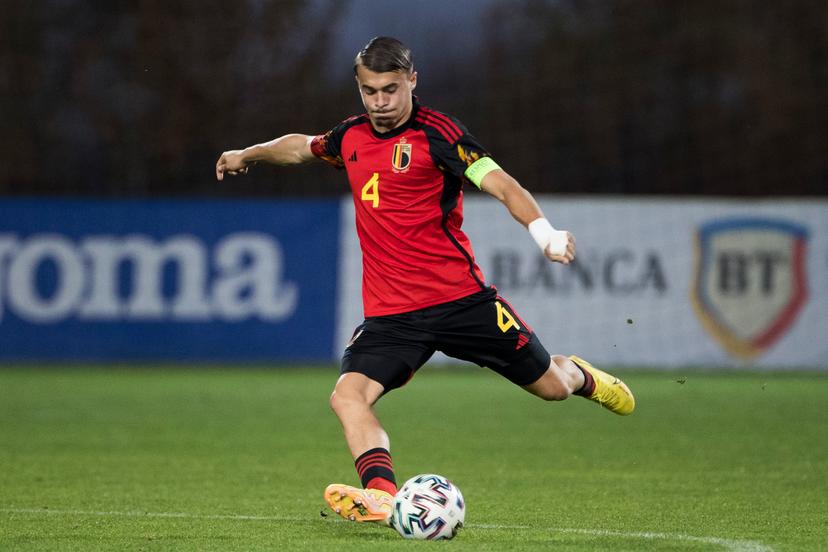 Belgium's Ethan Butera   a soccer game between Romania U17 and Belgium U17, Saturday 29 October 2022 in Buftea, Romania, match 2/3 in the qualifications for the 2023 European Championships. BELGA PHOTO NIKOLA KRSTIC
