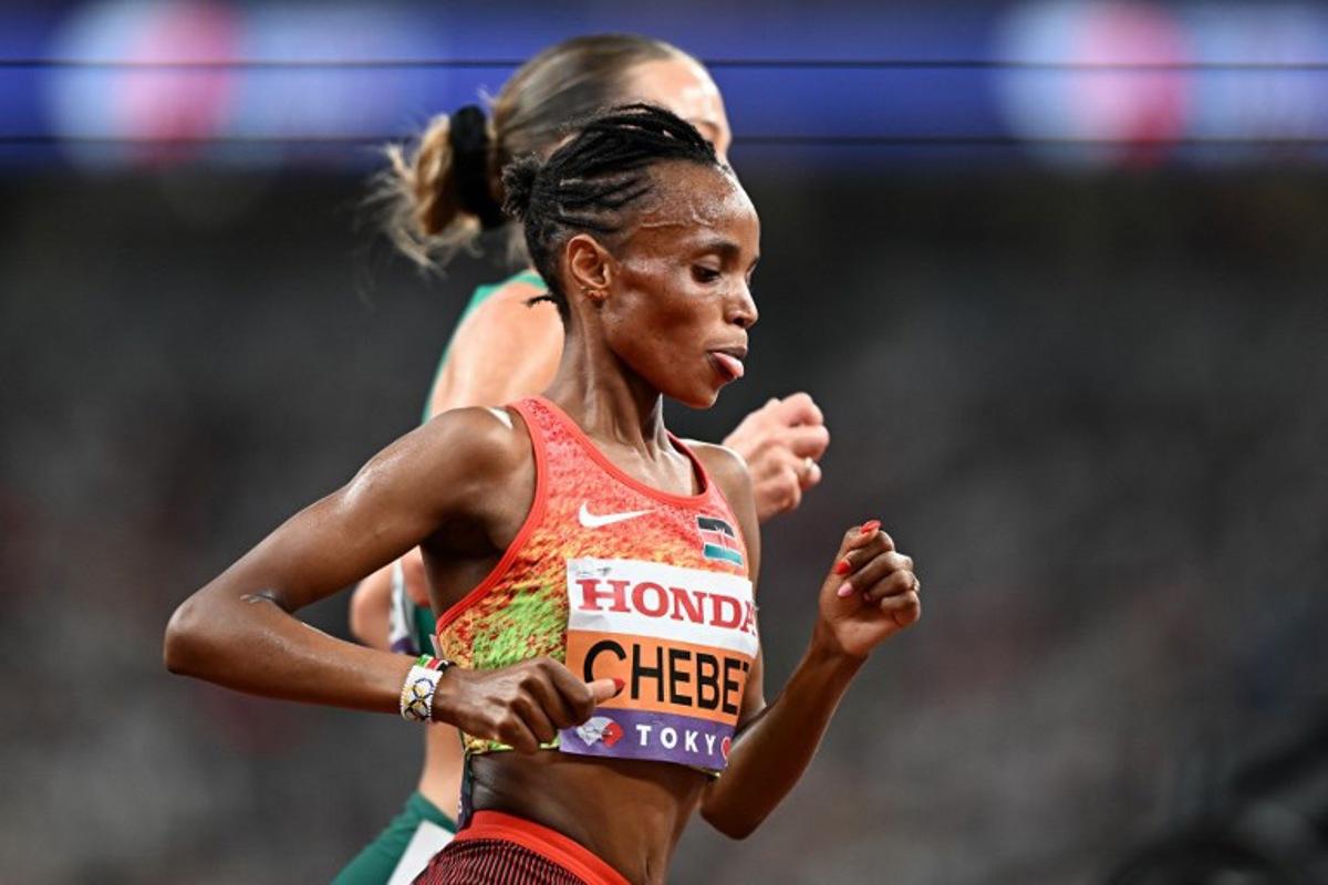 Kenya's Beatrice Chebet competes in the women's 5000M final during the World Athletics Championships in Tokyo on September 20, 2025.  Jewel SAMAD / AFP