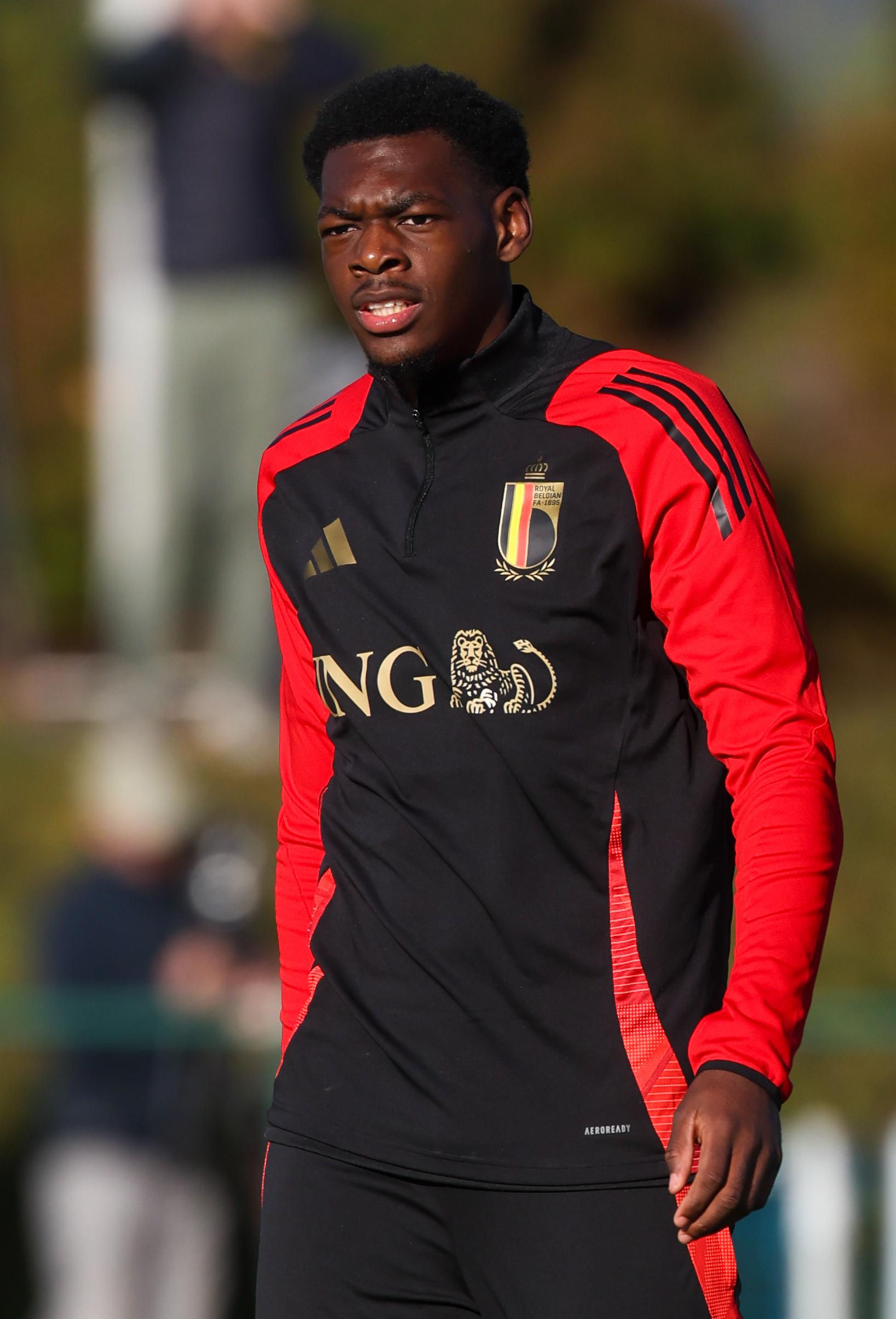 Belgium's Rene Mitongo Muteba pictured during a training session of the Belgian national under 17 soccer team, at the Proximus Basecamp in Tubize, Thursday 30 October 2025. BELGA PHOTO VIRGINIE LEFOUR
