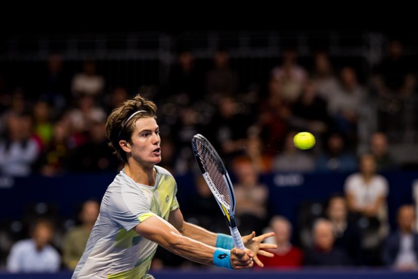 Belgian Gilles-Arnaud Bailly pictured in action during the European Open ATP tennis tournament in Brussels, on Tuesday 14 October 2025. This year's edition of the tournament is taking place from 12 to 19 October 2025. BELGA PHOTO JASPER JACOBS