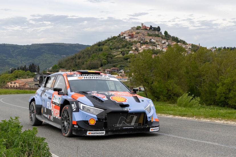 Thierry Neuville of Belgium and Martijn Wydaeghe of Belgium from Hyundai Shell Mobis World Rally Team in Hyundai i20 N Rally1 during Day Two of the FIA World Rally Championship Croatia on April 09, 2026 in Motovun, Istria County, Croatia. Photo: Srecko Niketic/PIXSELL BELGIUM ONLY