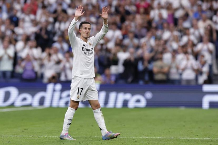 Real Madrid's Spanish defender #17 Lucas Vazquez acknowledges fans as he leaves the pitch for substitution during the Spanish league football match between Real Madrid CF and Real Sociedad at Santiago Bernabeu Stadium in Madrid on May 24, 2025.  OSCAR DEL POZO / AFP