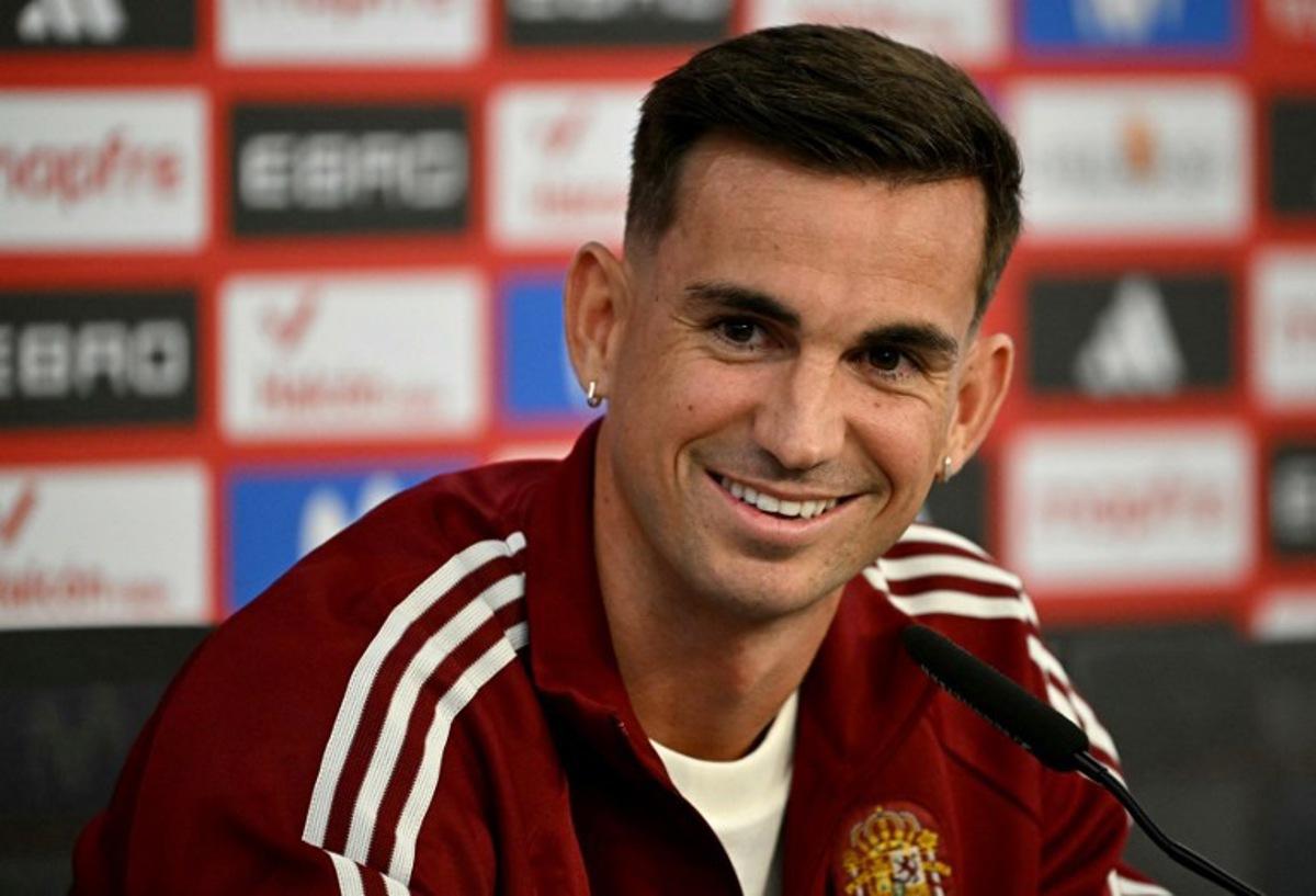 Spain's midfielder Fabian Ruiz gives a press conference on the eve of the UEFA Nations League league phase football match between Spain and Croatia at Ramon Sanchez Pizjuan Stadium in Seville on September 28, 2026.  Javier SORIANO / AFP