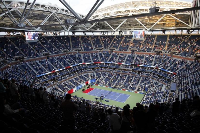 View of center court on day one of the US Open tennis tournament at the USTA Billie Jean King National Tennis Center in New York City, on August 26, 2024.  KENA BETANCUR / AFP