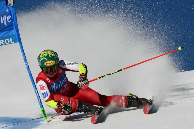 Austria's Julia Scheib competes in the first run of the Women's Giant Slalom event of FIS Alpine Skiing World Cup in Kronplatz, Plan de Corones, Italy, on January 20, 2026.  Marco BERTORELLO / AFP