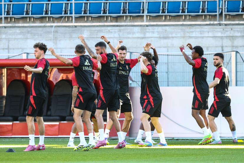 Red Devils pictured during a training session of the Belgian national soccer team Red Devils in Vaduz, Liechtenstein on Wednesday 03 September 2025. The team is preparing for a World Cup qualifier against Liechtenstein tomorrow. BELGA PHOTO BRUNO FAHY