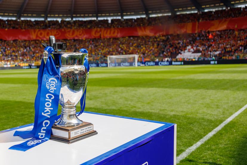 Illustration picture shows the cup ahead of the Belgian Cup final (Croky Cup) match between Belgian first league soccer teams KV Mechelen and RAFC Antwerp, Sunday 30 April 2023 at the King Baudouin stadium in Brussels. BELGA PHOTO KURT DESPLENTER