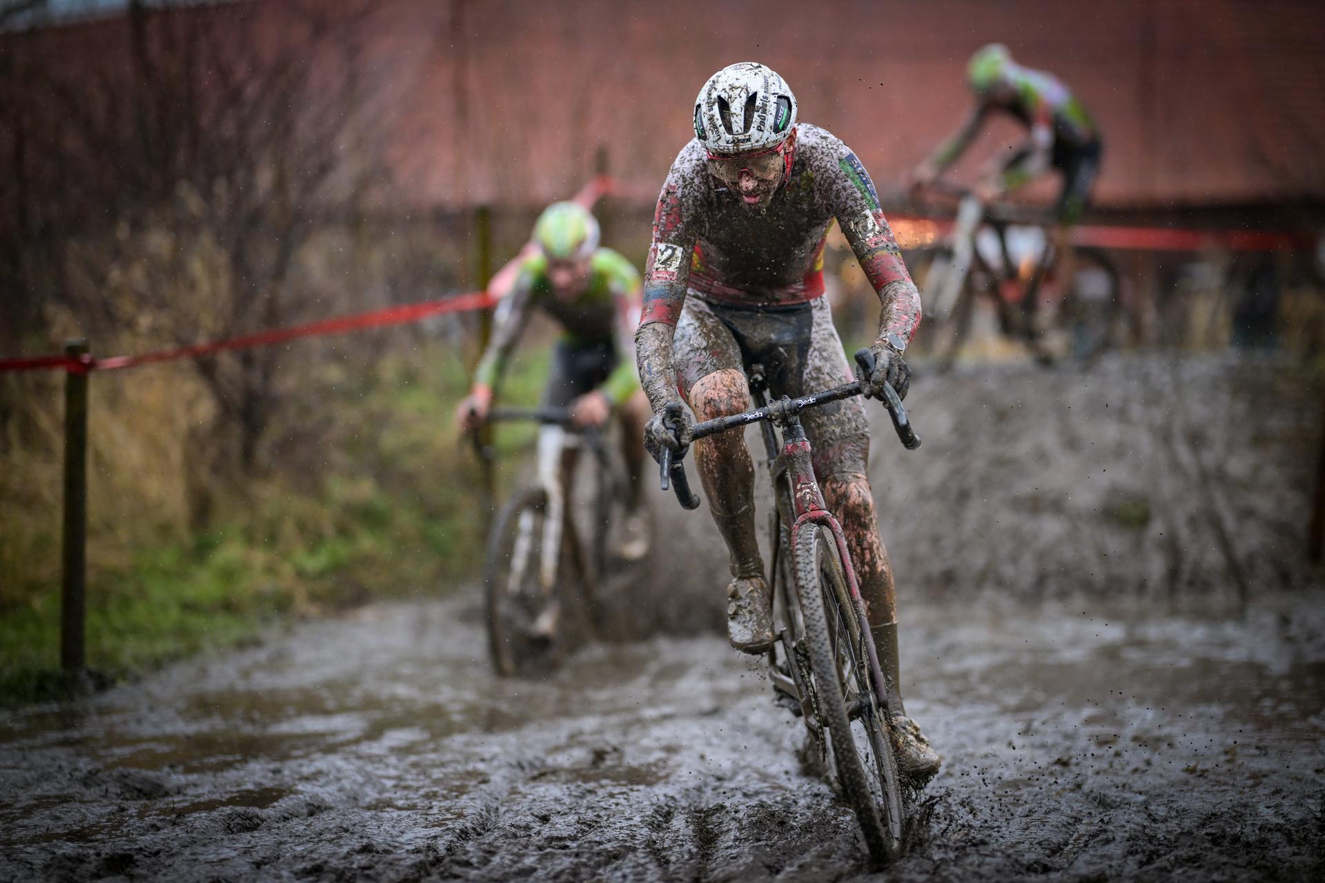 Belgian Michael Vanthourenhout pictured in action during the men's elite race of the Cyclocross Otegem cycling event, Monday 12 January 2026 in Otegem, the day after the Belgian national cyclocross championships. BELGA PHOTO DAVID PINTENS