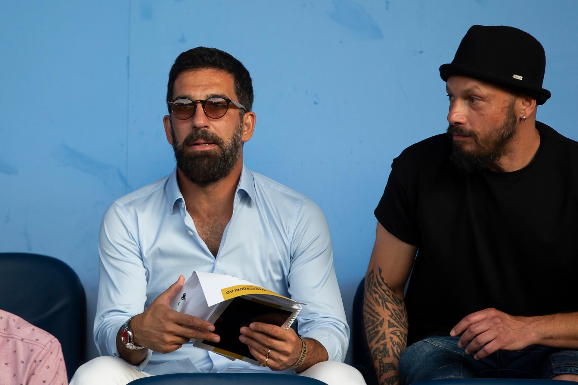 Arda Turan (L) pictured before a soccer match between KVC Westerlo and Cercle Brugge, Sunday 24 July 2022 in Westerlo, on day 1 of the 2022-2023 'Jupiler Pro League' first division of the Belgian championship. BELGA PHOTO KRISTOF VAN ACCOM