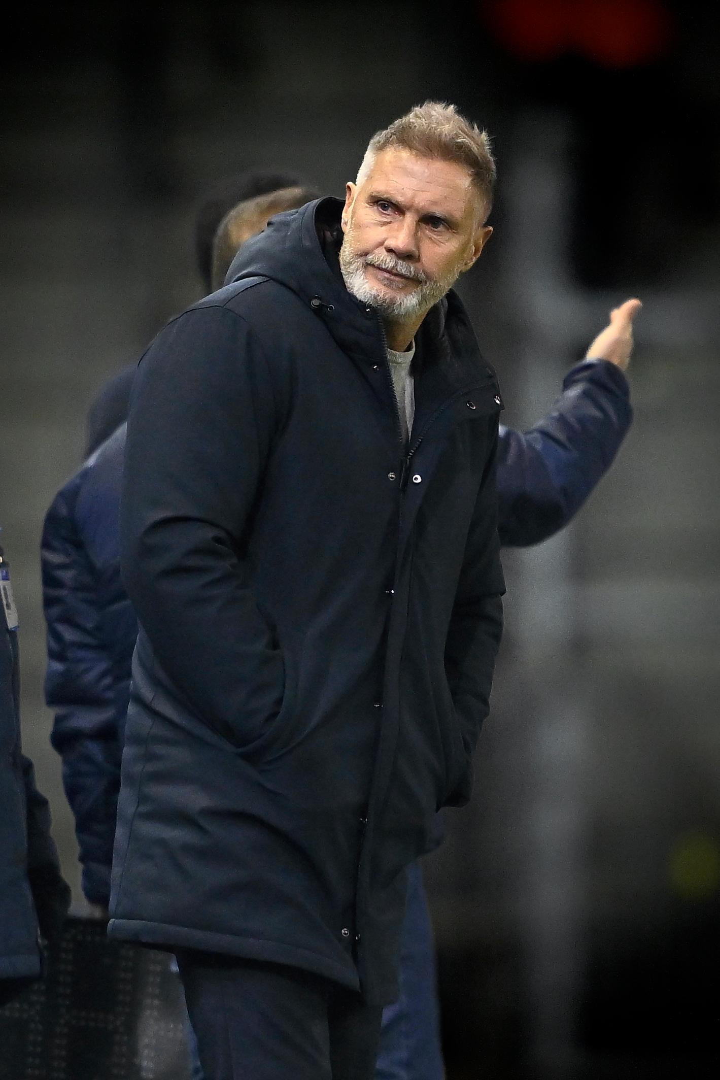 Genk's head coach Thorsten Fink pictured during a soccer match between KRC Genk and KVC Westerlo, Sunday 14 December 2025 in Genk, a game of day 18 of the 2025-2026 'Jupiler Pro League' first division of the Belgian championship. BELGA PHOTO JOHAN EYCKENS