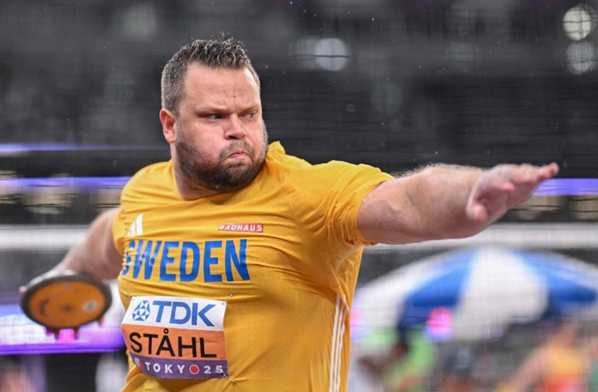 Sweden's athlete Daniel Stahl competes in the men's discus throw final during the World Athletics Championships in Tokyo on September 21, 2025.  Kirill KUDRYAVTSEV / AFP