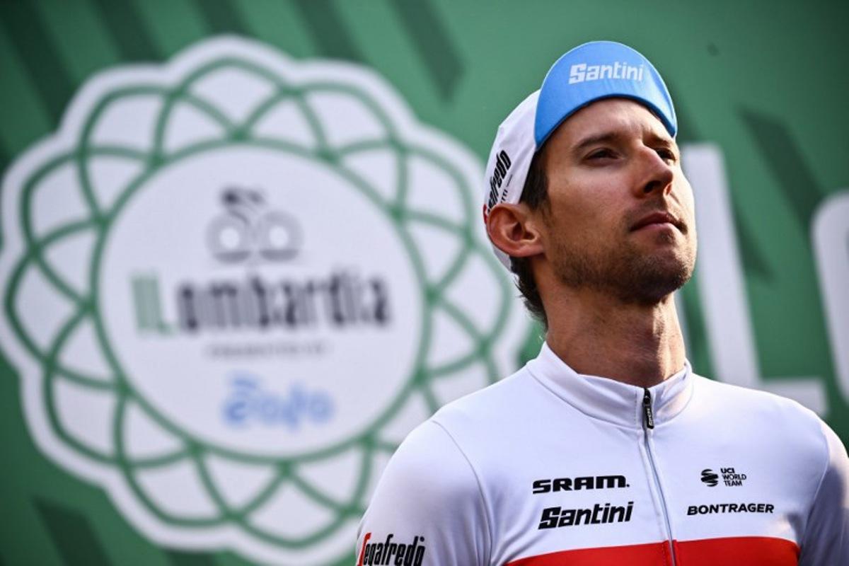 Trek-Segafredo team's Dutch rider Bauke Mollema looks on ahead of the 116th edition of the Giro di Lombardia (Tour of Lombardy), a 252,42 km cycling race from Bergamo to Como on October 8, 2022.  Marco BERTORELLO / AFP