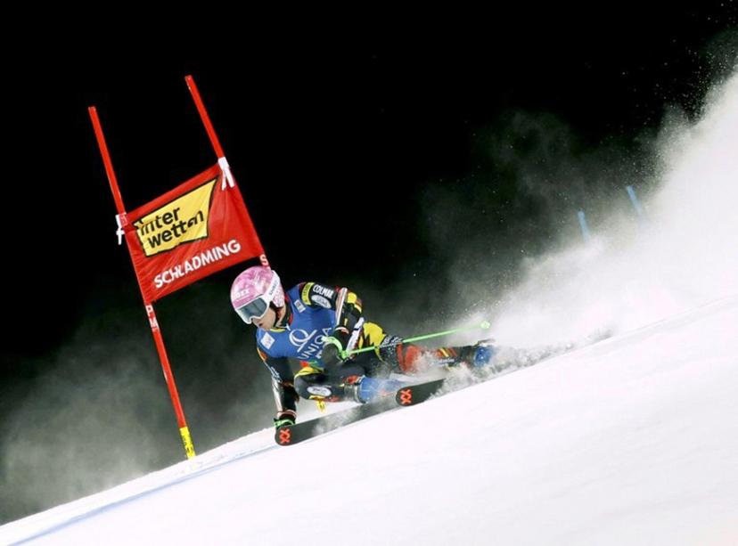 Belgium's Sam Maes competes during the first run of the men's Giant Slalom event of FIS Alpine Skiing World Cup in Schladming, Austria, on January 27, 2026.  ERWIN SCHERIAU / APA / AFP