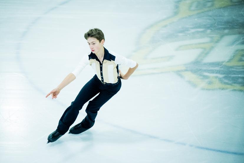 Figure skater Denis Krouglov pictured in action during the junior men's short program at the Belgian Championships Figure Skating, in Mechelen, Friday 17 November 2023. BELGA PHOTO JASPER JACOBS