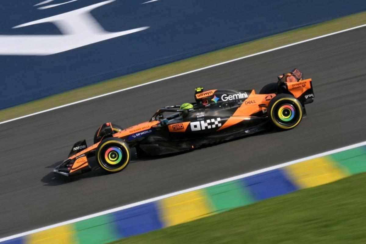 McLaren's British driver Lando Norris drives during the sprint qualifying of the Sao Paulo Formula One Grand Prix at the Jose Carlos Pace racetrack, aka Interlagos, in Sao Paulo, Brazil on November 7, 2025.  Nelson ALMEIDA / AFP