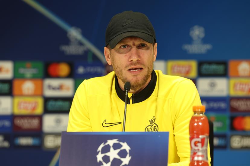 Union's head coach Sebastien Pocognoli pictured during a press conference of Belgian soccer team Royale Union Saint-Gilloise in Eindhoven, The Netherlands, on Monday 15 September 2025. The team prepares for tomorrow's match against Dutch team PSV Eindhoven, on the opening day of the League phase of the UEFA Champions League tournament. BELGA PHOTO VIRGINIE LEFOUR